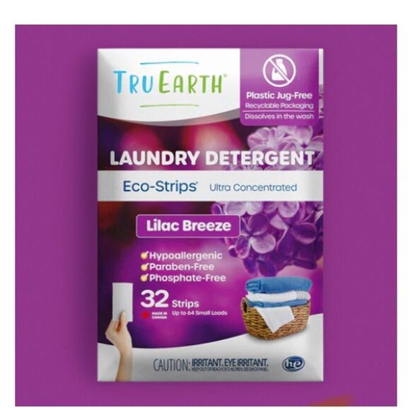 Tru Earth Eco-Strips Laundry Detergent – Lilac Breeze 32 Strips (64 Load) - Picture 1 of 2